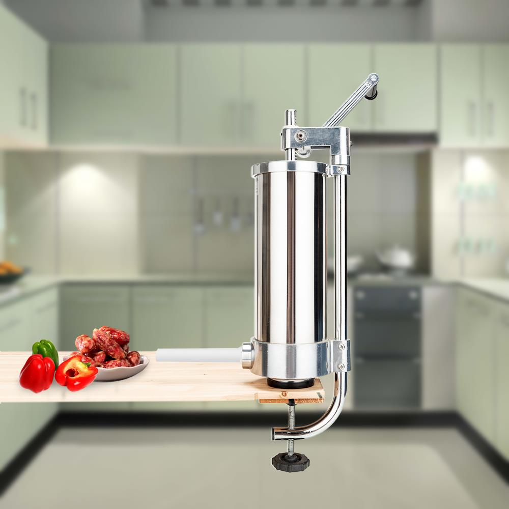 4 Tubes NEW 3L Stainless Steel Homemade Sausage Meat Stuffer Maker Macine